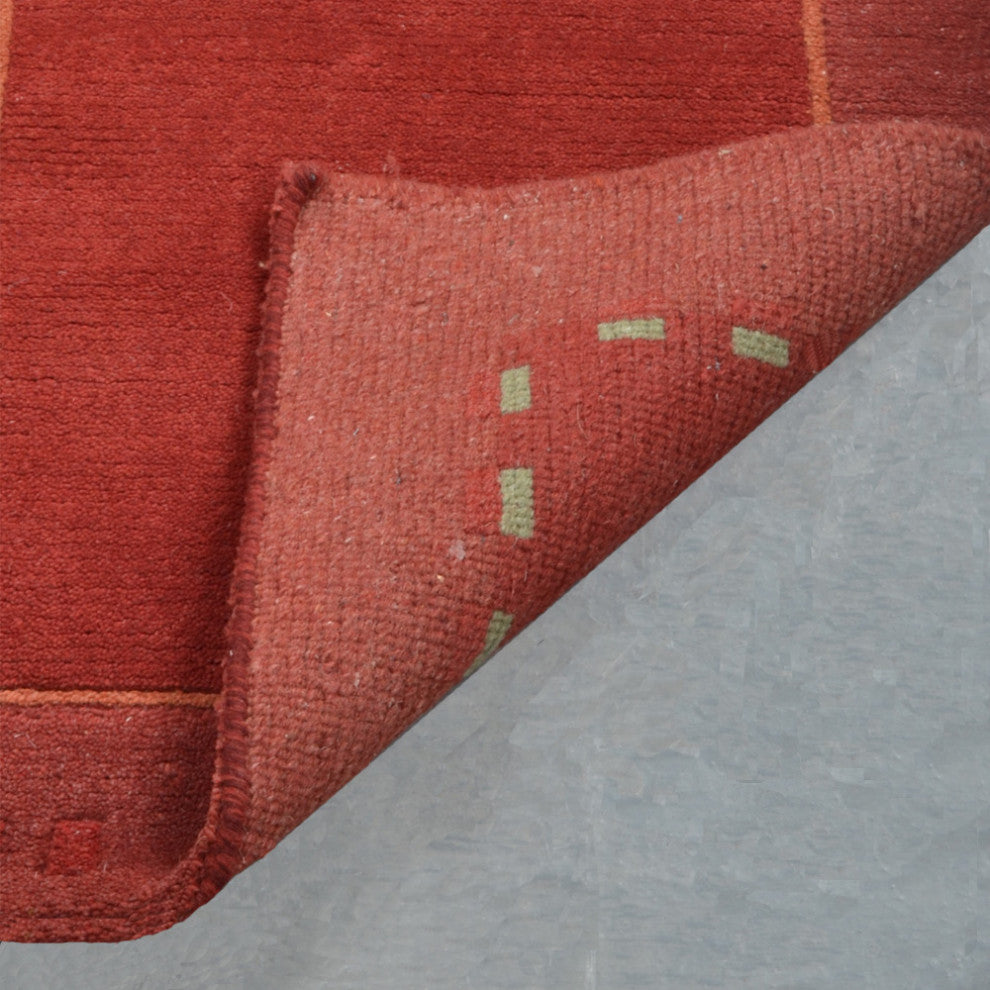 Hand Knotted Tibbati Wool Area Rug Contemporary Red