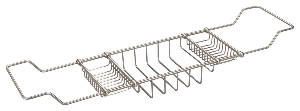 Expandable Bath Caddy For The Elegant Tub, Brushed Nickel Finish
