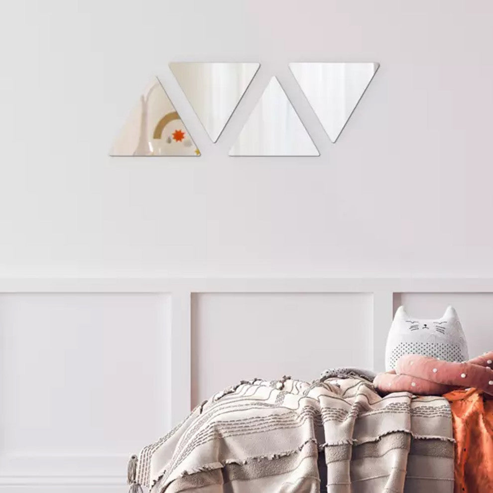 Small Decorative Wall Self Adhesive Shaped Mirrors, Set of 4, Triangle