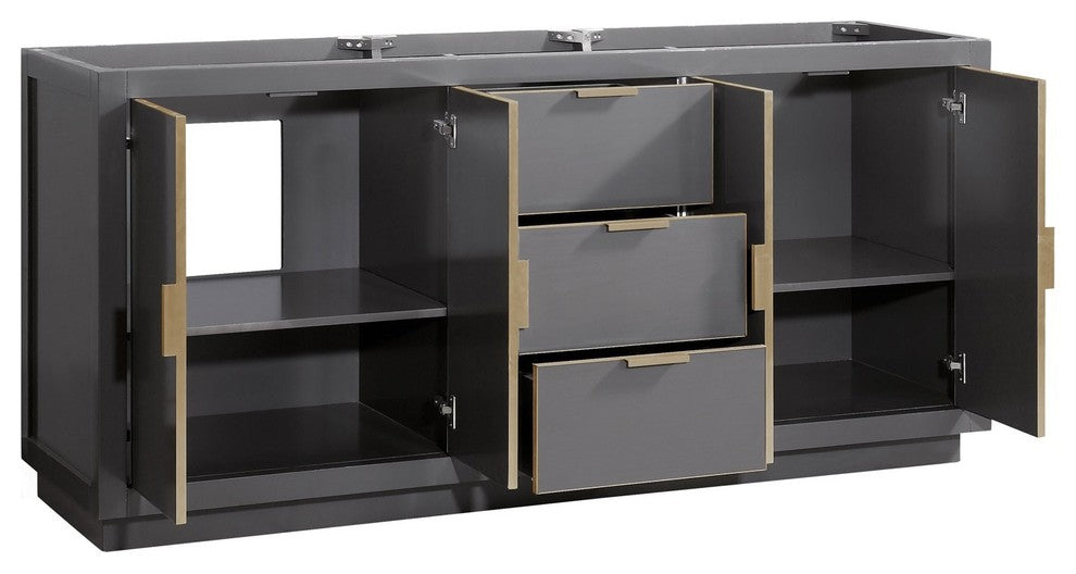 Avantiy Austen 72" Vanity Only, Twilight Gray With Matte Gold Hardware