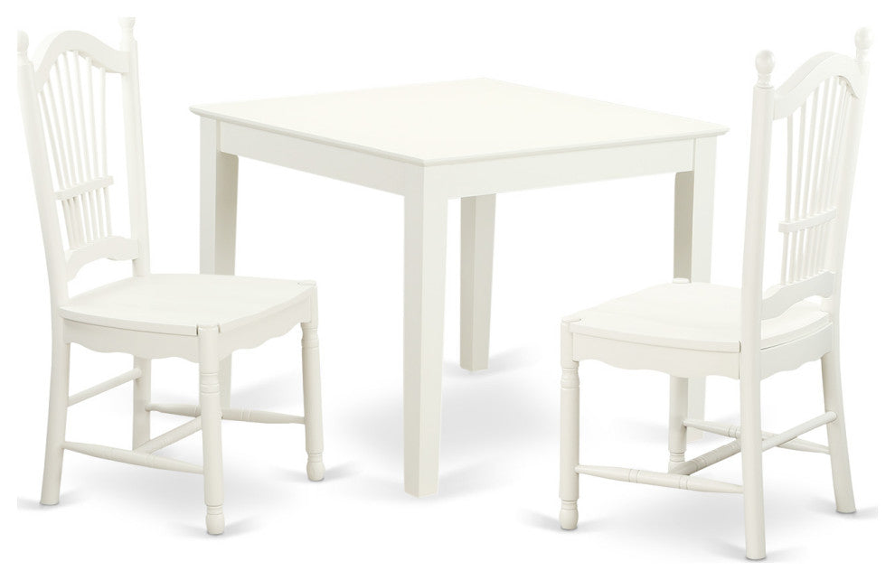 3 Pc Small Kitchen Table And 2 Hard Wood Kitchen Dining Chairs In Linen White
