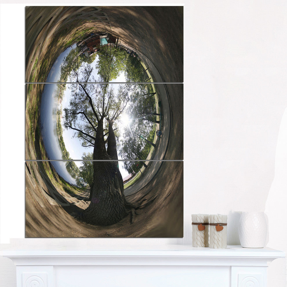 "Ufa Little Planet Panorama" Tree Photography Metal Wall Art, 3 Panels, 28"x36"