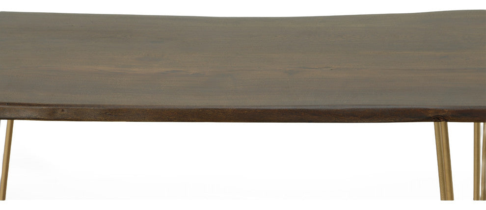 Seti Live Edge Bar Table, Elm and Gold