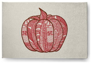 Pumpkin Patch Fall Design Chenille Area Rug, Red, 2'x3'
