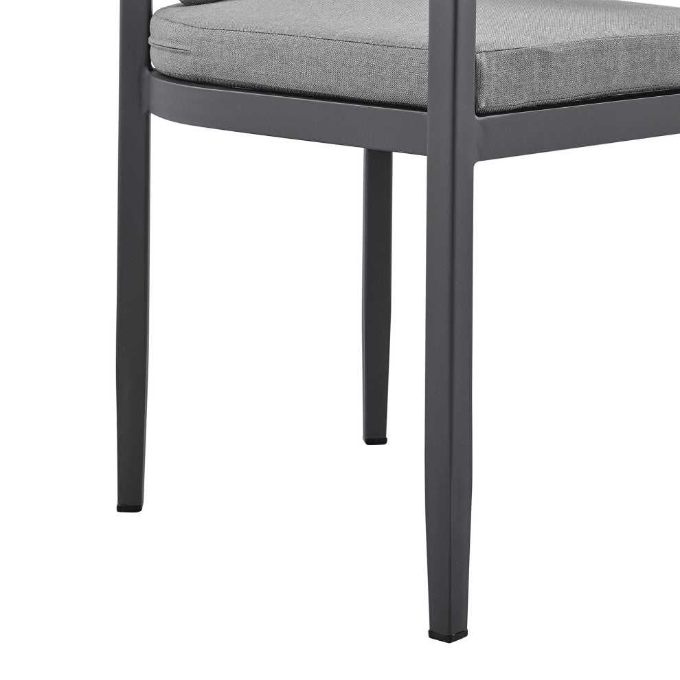 Argiope Outdoor Patio Dining Chairs, Aluminum With Gray Cushions, Set of 2