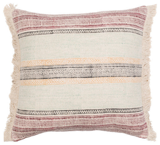 Surya Zendaya Burgundy Pillow Shell With Polyester Insert 22"H X 22"W