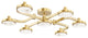 Meander 6-Light LED Chandelier, Aged Brass Frame, White Diffuser
