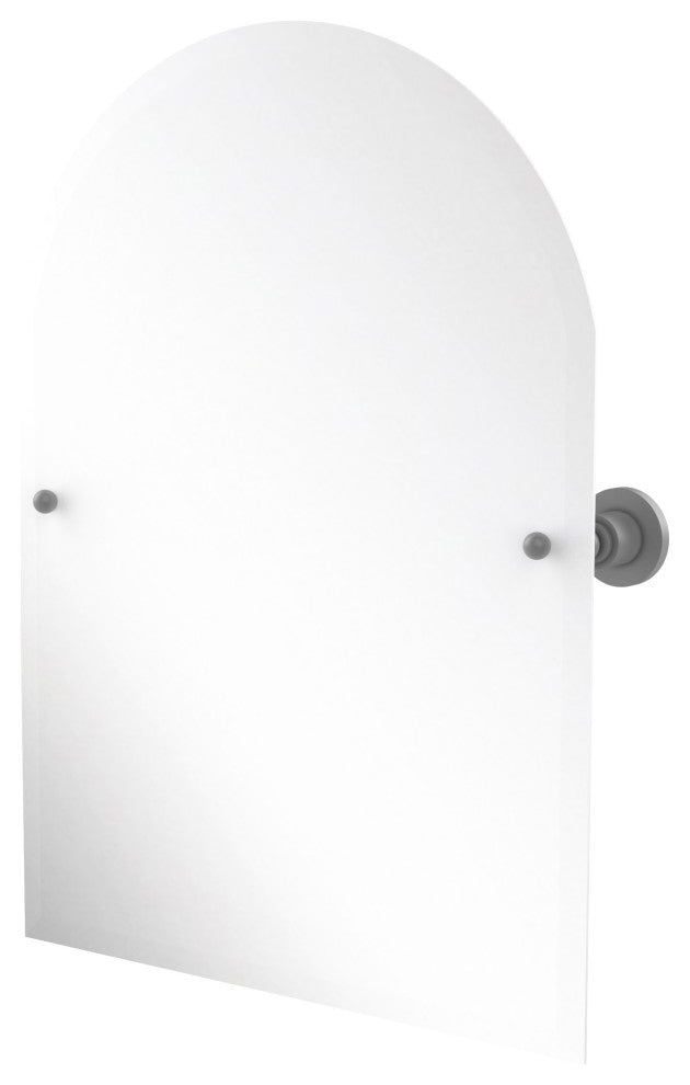 Frameless Arched Top Tilt Mirror with Beveled Edge, Matte Gray