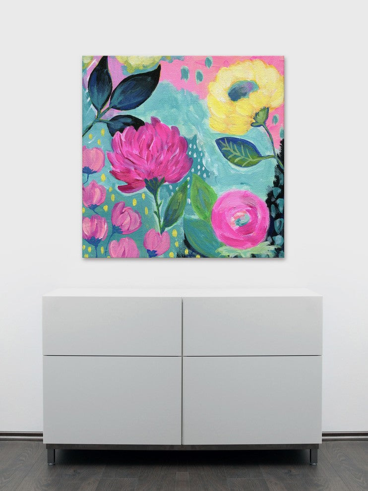 "Confident and Strong" Painting Print on Wrapped Canvas, 40"x40"