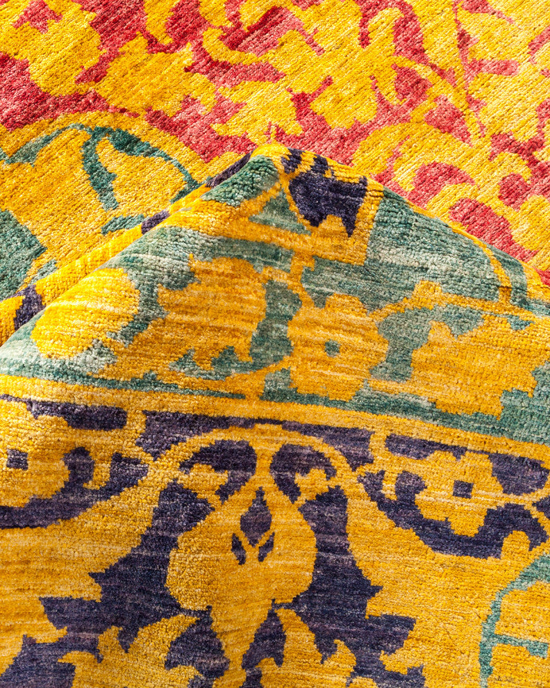 Eclectic, Hand-Knotted Area Rug, 9'3"x11'9", Yellow