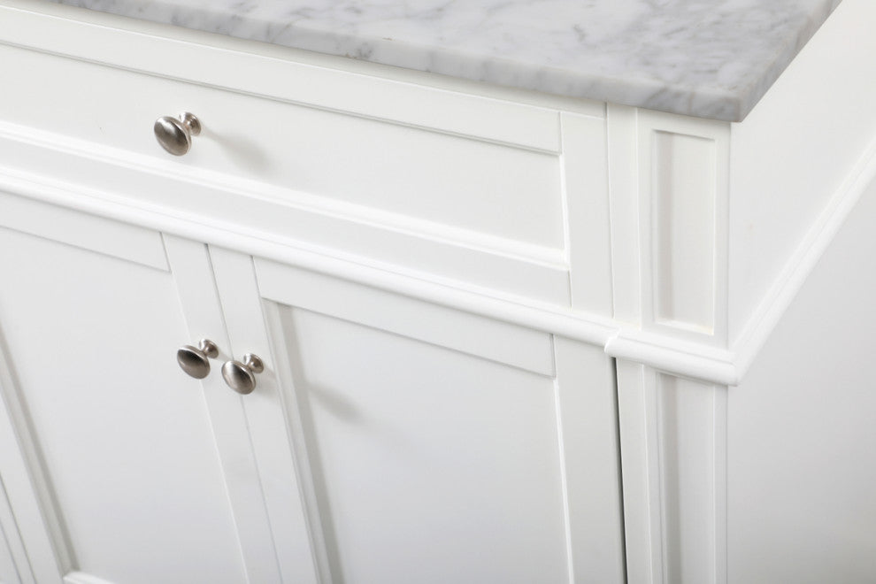 Home Living Vanity with Carrara White Marble Countertop, White, 72", Double Sink