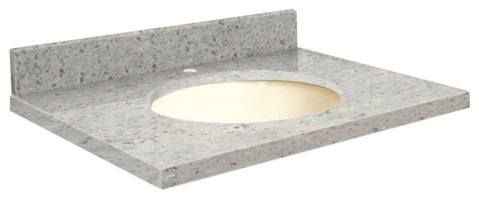 Granite 49"x22" Vanity Top, Single Faucet Hole, Giallo Parfait, Biscuit Bowl