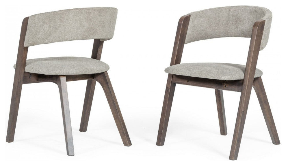 Set of Two Gray Wenge Dining Chairs