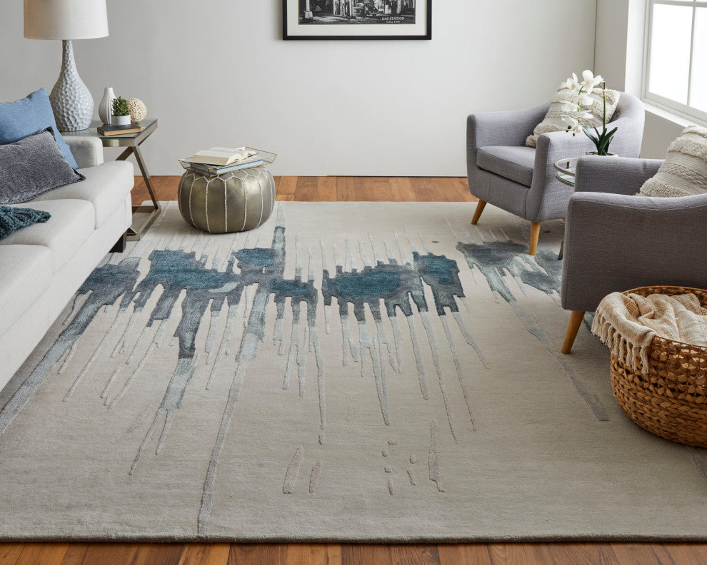 Ramiro R8882 Transitional/Industrial/Casual Rug, Blue/Multi, 2'x3'