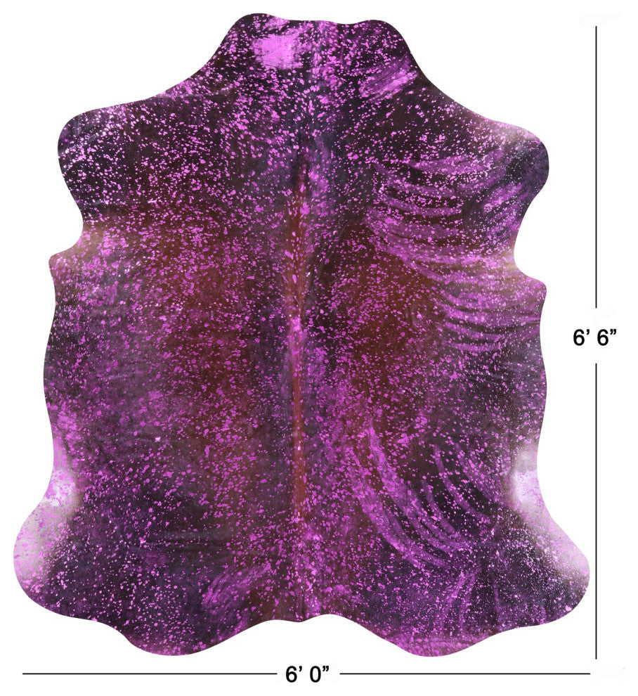 Pink Metallic Cowhide Rug 6' 6" X 6' 0" C2153