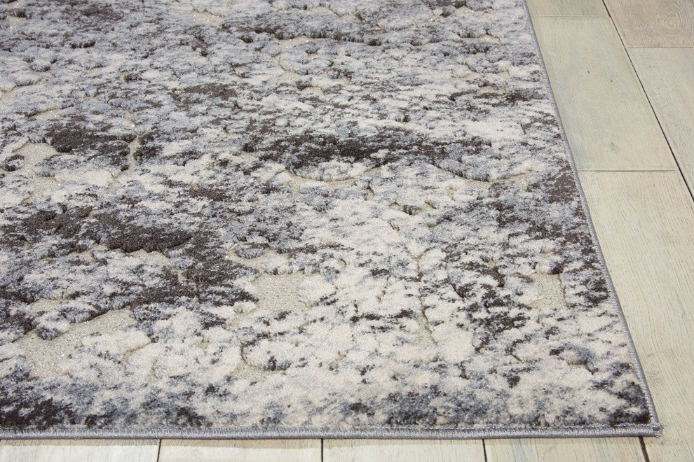 Michael Amini Gleam MA603 Area Rug, Ivory/Slate, 3'10" x 5'10"