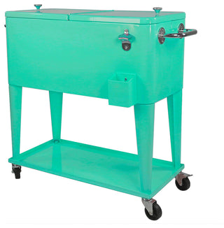 80 Quart Retro Rolling Cooler Cart, Outdoor, Seafoam