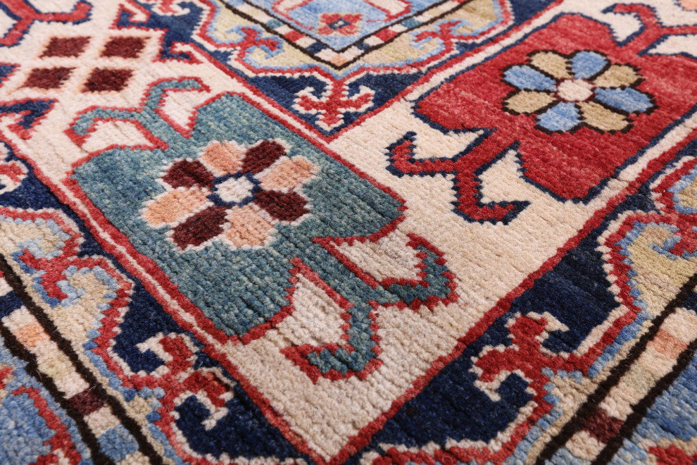 9' 1" X 12' 1" Handmade Super Kazak Wool Rug Q9505