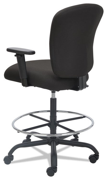 Contemporary Office Chair, Tall Design With Padded Seat & Chrome Footrest, Black