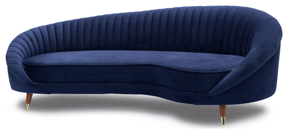 Karisma Navy Curved Velvet Sofa