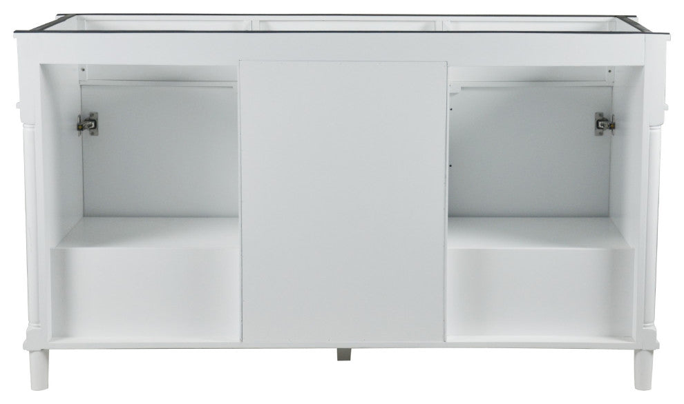 60" Double Vanity, White With White Carrara Marble Top