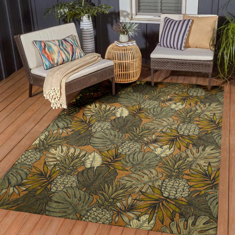 Indoor/Outdoor Tropics TC11 Clay Machine Washable 3' x 5' Rug