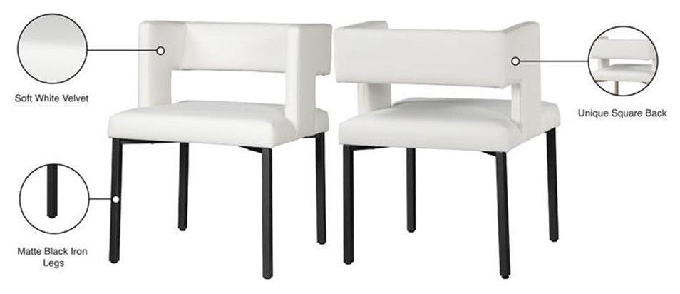 Pemberly Row 19" Modern Faux Leather Dining Chair in White (Set of 2)