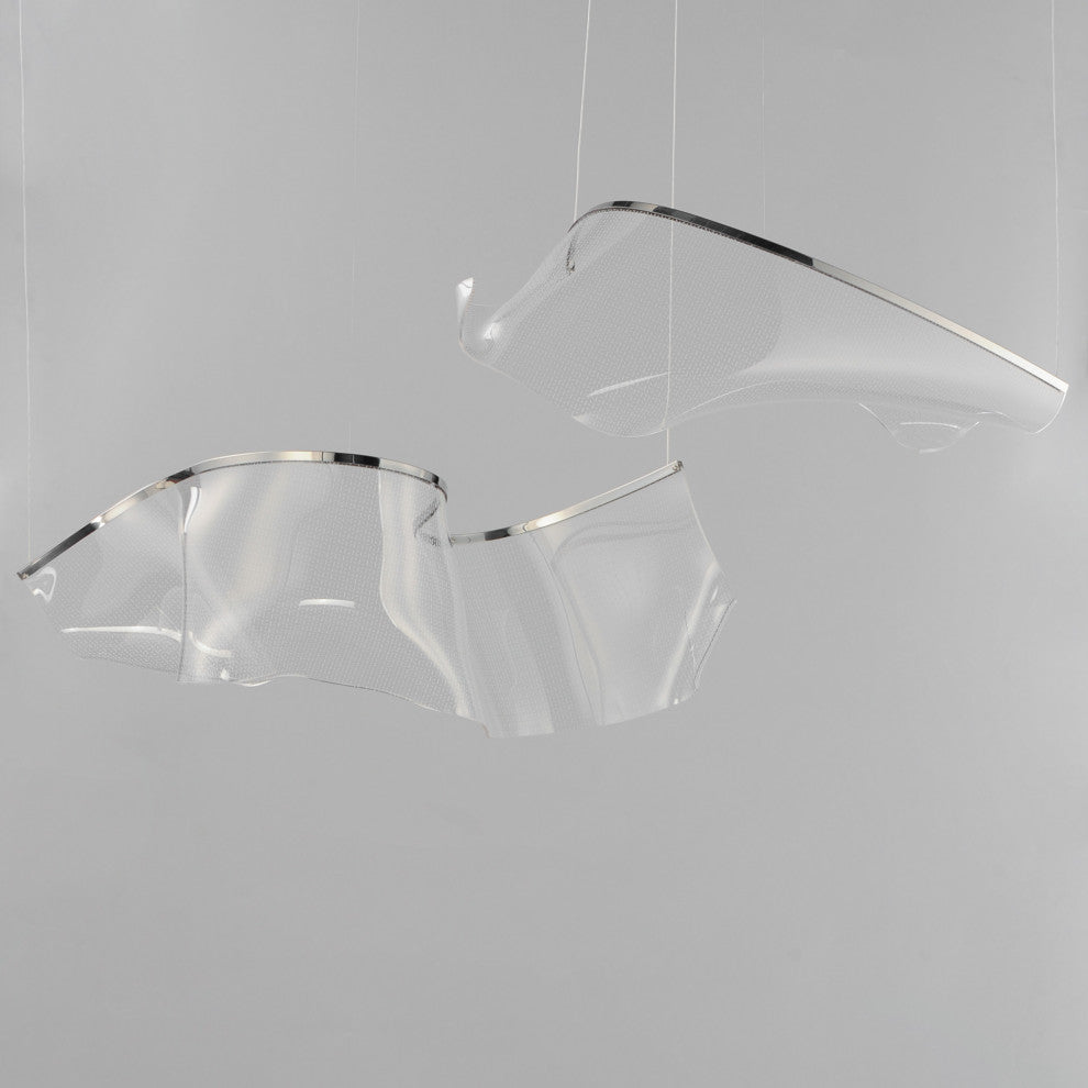 ET2 E24882-133 Rinkle 42"W LED Abstract Linear Pendant - Brushed Gunmetal