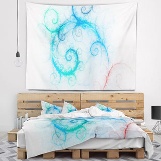 Beautiful Blue Fractal Pattern Abstract Wall Tapestry, 39"x32"