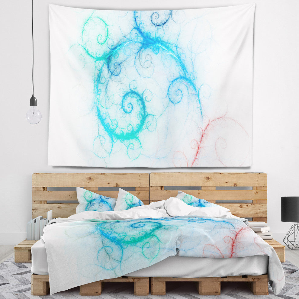 Beautiful Blue Fractal Pattern Abstract Wall Tapestry, 39"x32"