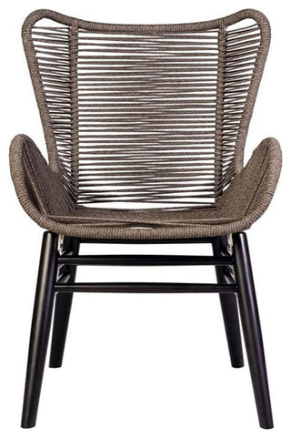 Armen Living Fanny Outdoor Fabric/Wood Dining Chair in Truffle Gray/Black