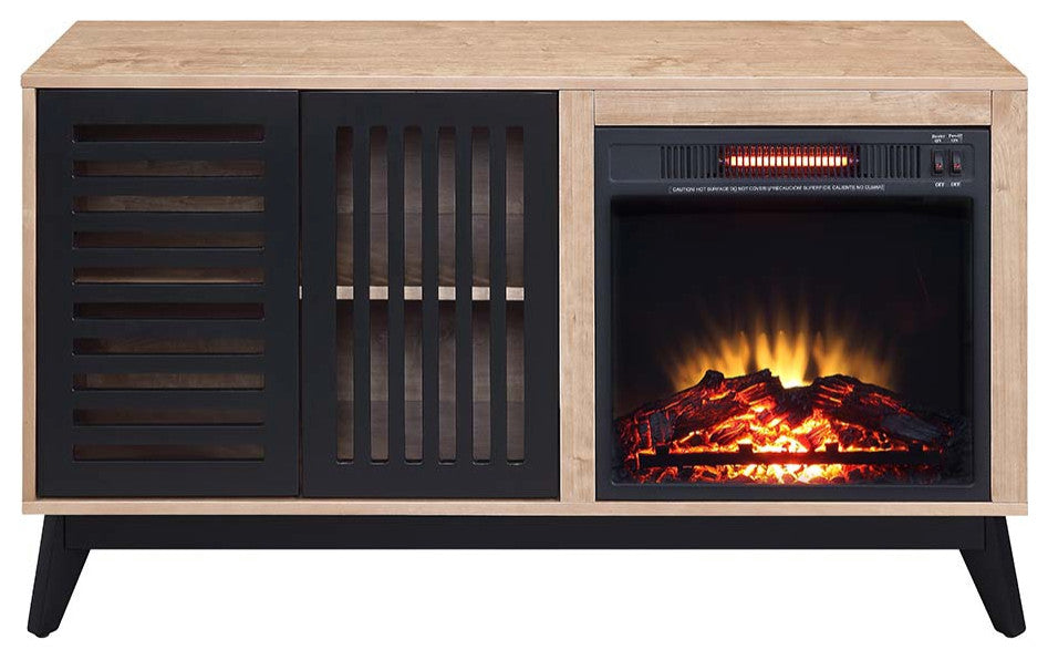 Acme Gamaliel Cabinet With Left Side Fireplace Oak and Espresso Finish