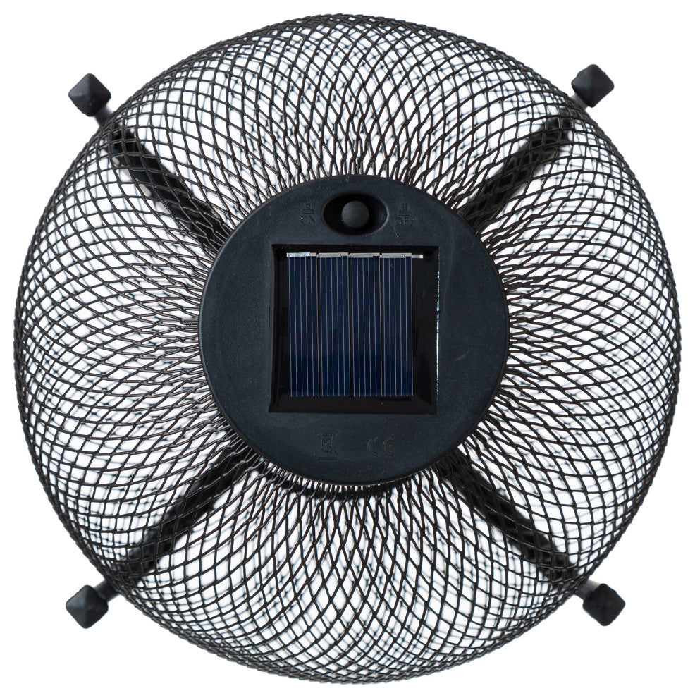11.5"H Metal Mesh Black Solar Powered Outdoor Lantern With Stand