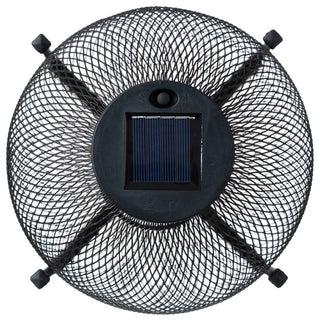 11.5"H Metal Mesh Black Solar Powered Outdoor Lantern With Stand