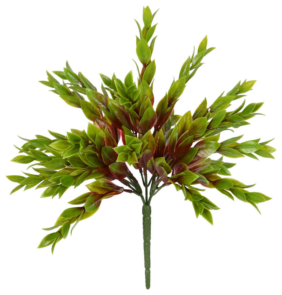10.5" Green Mini Leaf Bush Uv Coat 4/Pk