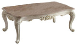 Coffee Table w/Marble Top, Pearl White