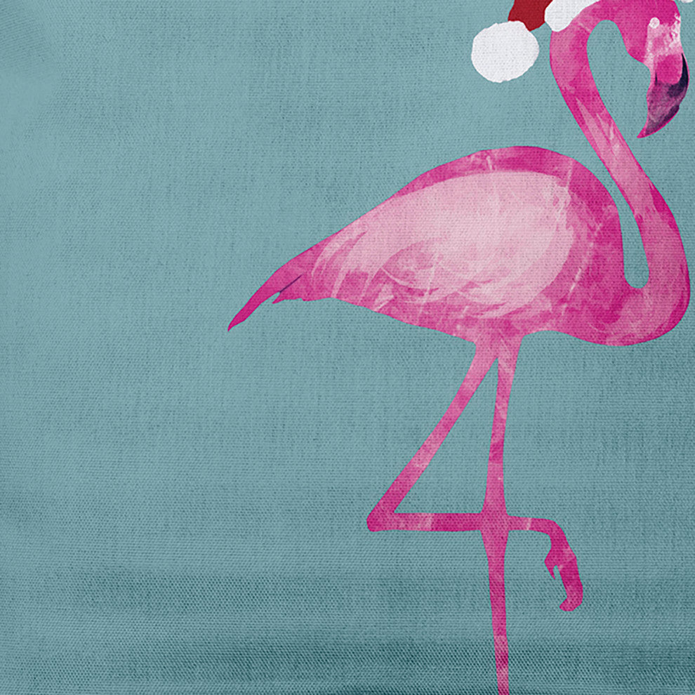 Blue-Gray Colored Snow Bird Christmas Polyester Throw Pillow, 16"x16"