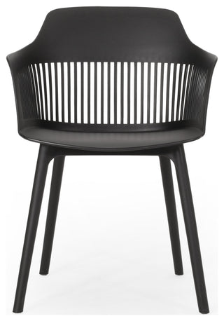 Furman Outdoor Wood and Resin 7 Piece Dining Set, Black and Teak