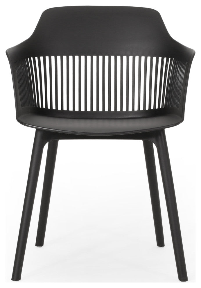 Furman Outdoor Wood and Resin 7 Piece Dining Set, Black and Teak