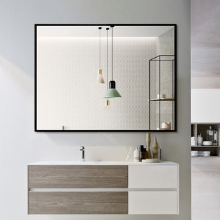 Venta 24 in. x 32 in. Modern Black Framed Wall Mirror with Dual Mounting Bracket