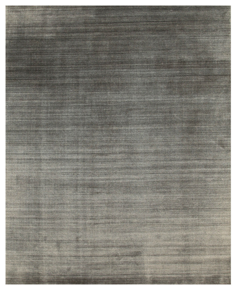 EORC Gray Handmade Wool and Viscose Urban Rug 9'x12'