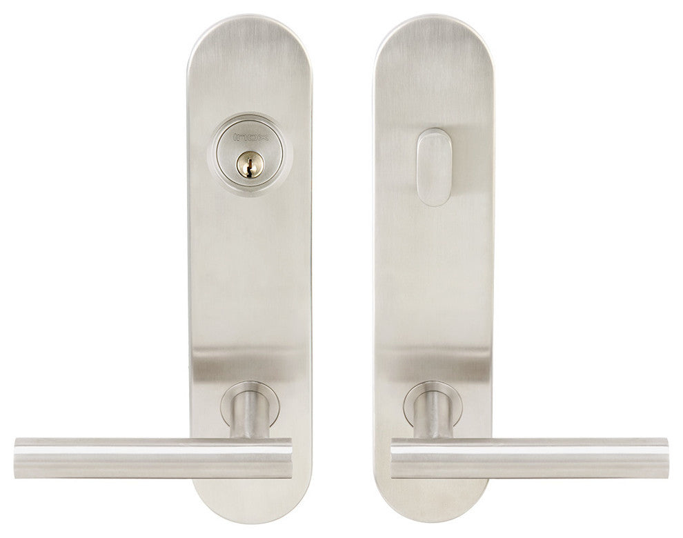 Copenhagen Lever, Tubular Entry, Single Cylinder, LH, Satin Stainless Steel