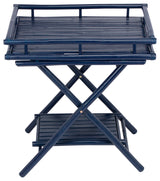 Bamboo Butler Table With Removable Serving Tray, Royal Blue