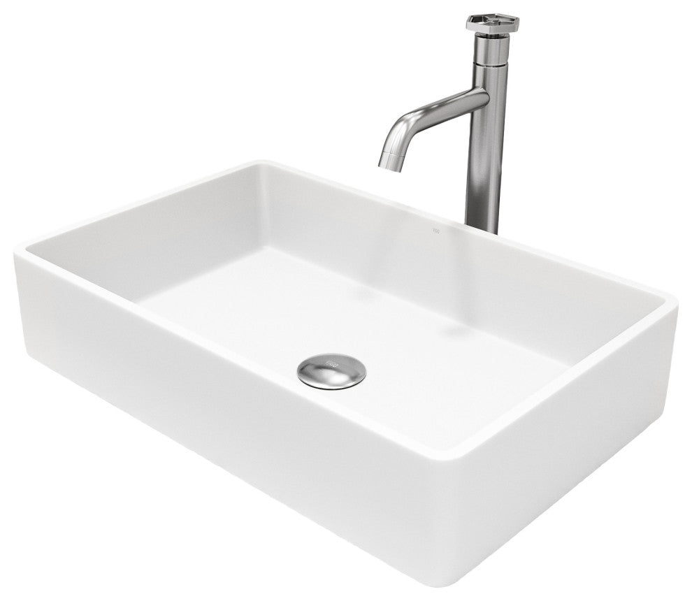 Magnolia 21"L x 14"W MatteStone Vessel Sink and Ruxton 12"H Faucet Set