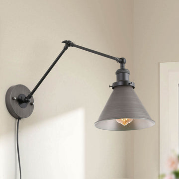 Industrial Wall Lamp Adjustable Wall Sconces Plug-in Sconces Brushed Silver