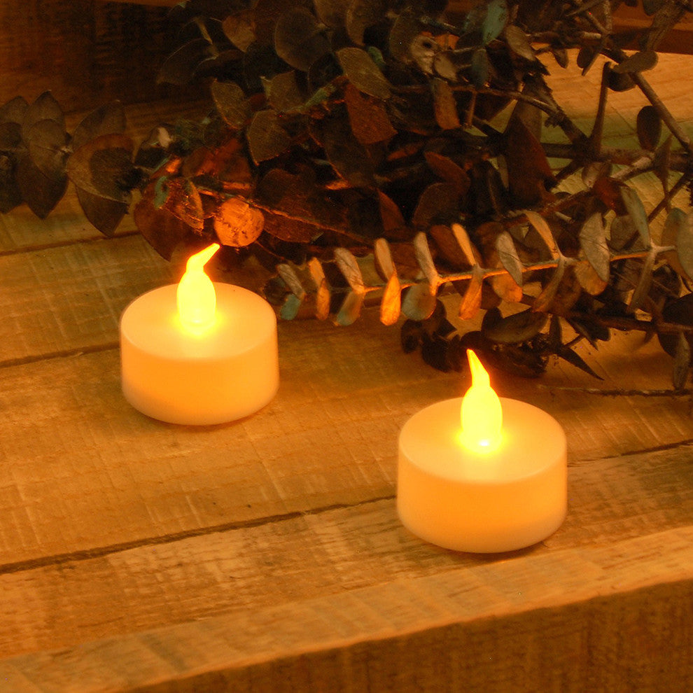Battery Operated Amber Led Tea Lights, Set of 24
