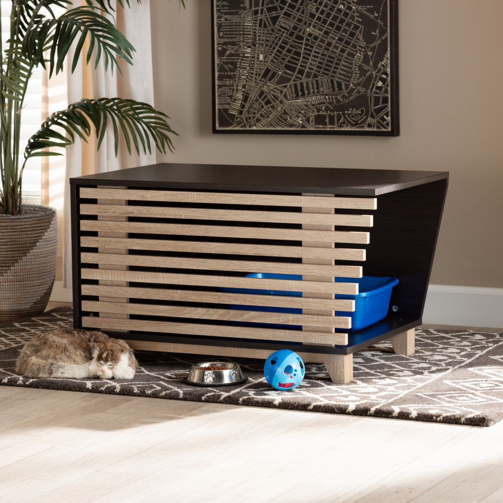 Dominica Modern Cat House, Dark Brown