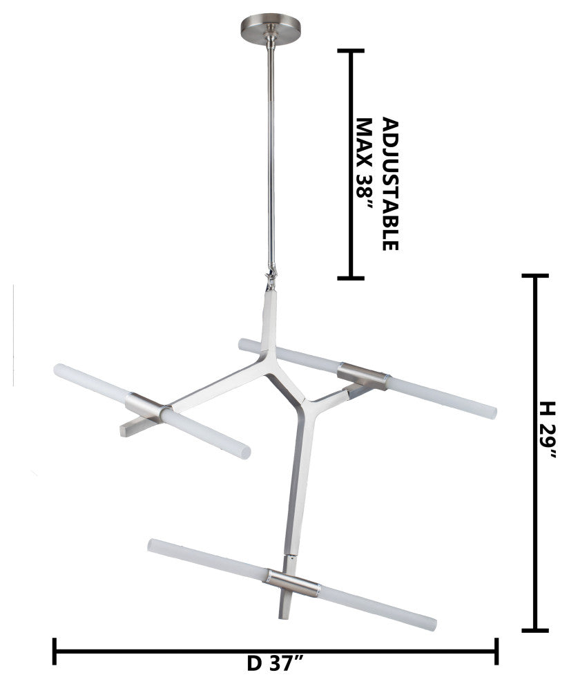 Glass Twist on Rods Light Fixture, Satin Nickel