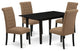 5-PieceWood Dinette Set, Nail Head Chairs, Butterfly Leaf Kitchen Table, Black