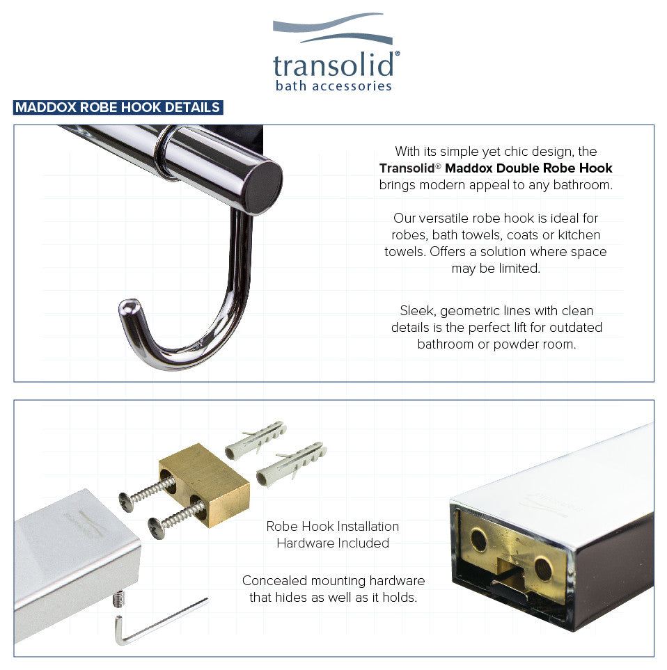 Transolid Maddox Double Hooks, Polished Chrome